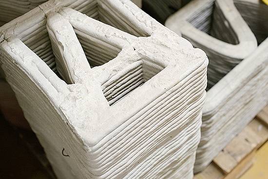 Detailansicht eines 3D-Druckes aus Beton
