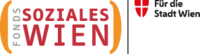 Logo Fonds Soziales Wien Logo mit Schriftzug Fonds Soziales Wien mit Wienwappen und Text Für die Stadt Wien