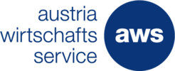 Blauer Kreis mit weißen Buchstaben A W S links davon in drei Zeilen austria wirtschafts service