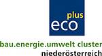 Logo plus eco Logo mit Schriftzug plus eco bau.energie.umwelt.cluster niederösterreich