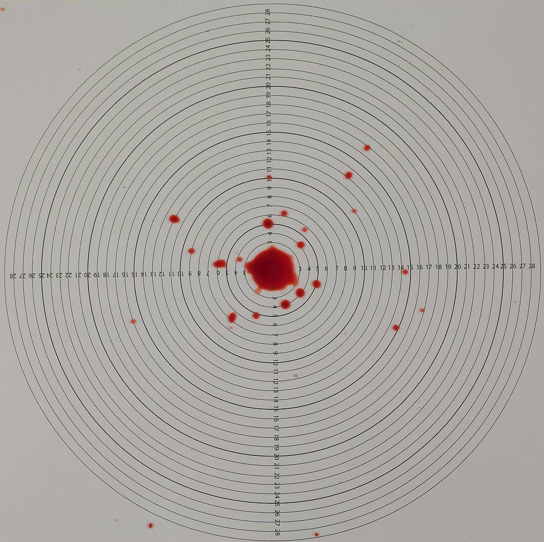 Blutfleck auf Zielscheibe