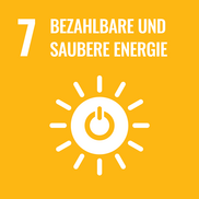 Schriftzug SDG 7 bezahlbare uns saubere Energie