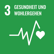 Schriftzug SDG 3 Gesundheit und Wohlergehen
