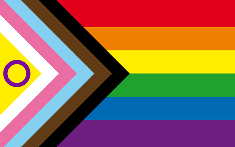 © HCW Die L G B T Q + Flagge ist in all ihren Farben abgebildet