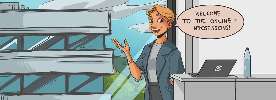 © HCW/Adina Barth Illustration of a Person presenting the Online Infosessions