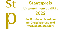 Logo mit dem Wortlaut Staatspreis Unternehmensqualität 2022 