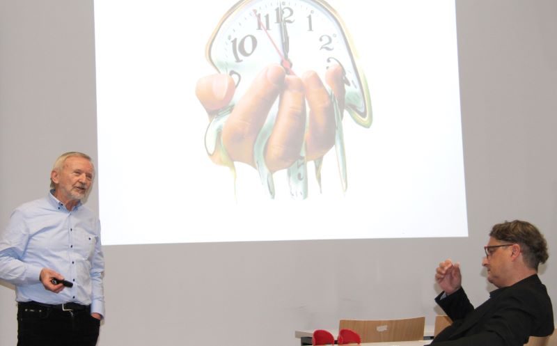 Campus Lecture Baukybenetik, links Vortragender Otto Greiner, Hans Steiner © Hochschule Campus Wien