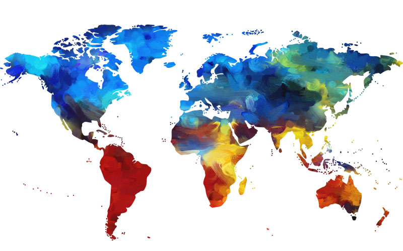 Weltkarte in bunten Farben