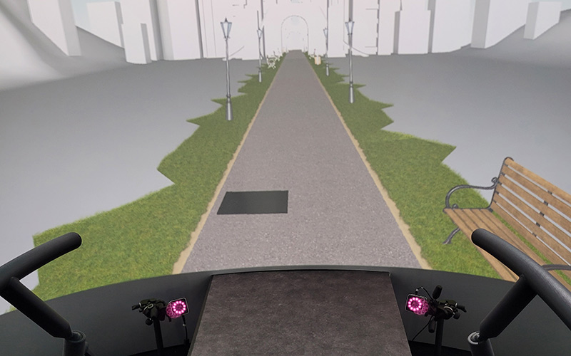 © HCW Zu sehen ist ein Auschnitt der Applikation, welche die periphere Wahrnehmung während des Gehens testet.