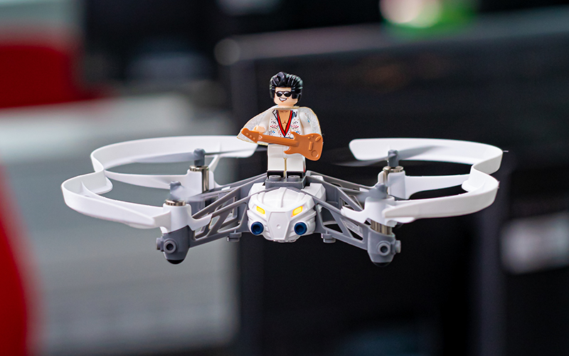 Elvis figurine on drone
