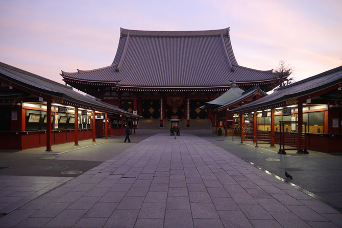 Aufnahme von Tempelanlage im Abendrot