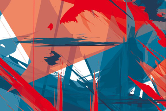 Image with stylized thick brushstrokes and areas of different colors