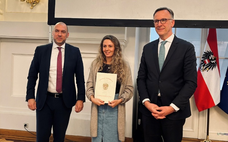 Preisträgerin Barbara Wallner bei der Preisverleihung.