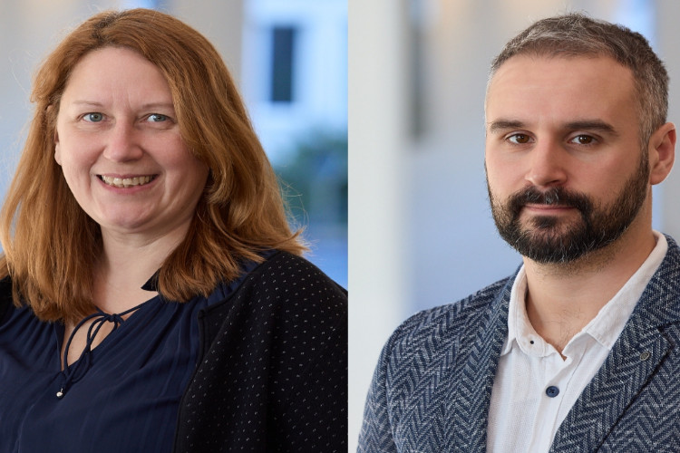 Die neuen Studiengangsleiter*innen Alexandra Graf (links) und Manuel Pfitzner (rechts). 