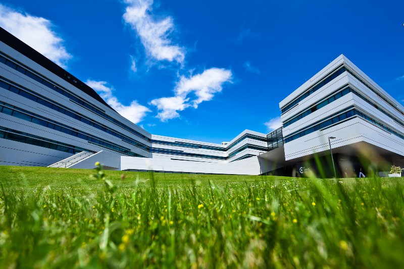 Das Gebäude Favoritenstraße im Sommer. 